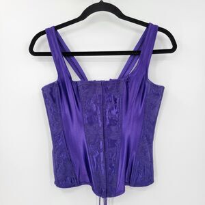 Vintage Empire Intimates Women's 38 Purple Brocade Bustier Overbust Corset USA